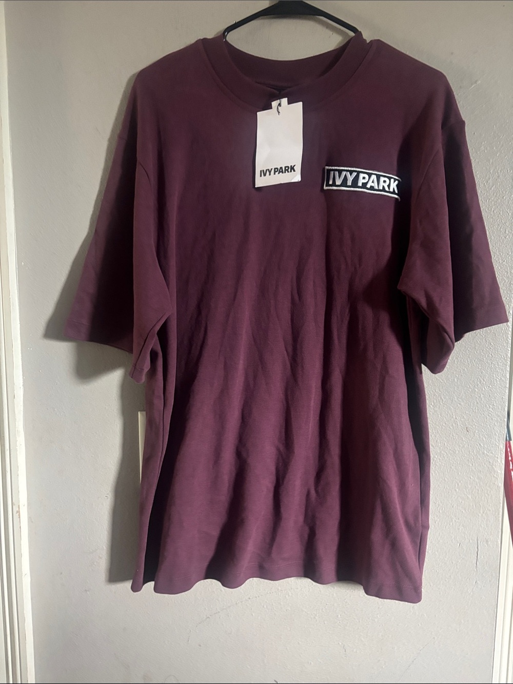 IVY PARK Short-Sleeve Tee in Deep Burgundy with Chest Logo